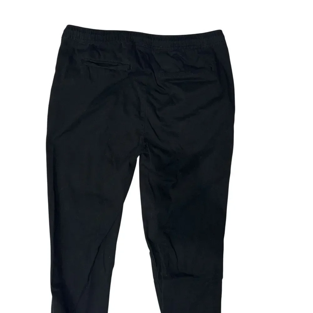 Forever 21 Men's Solid Black Jeggings Jogger Pants with Drawstring Cotton L